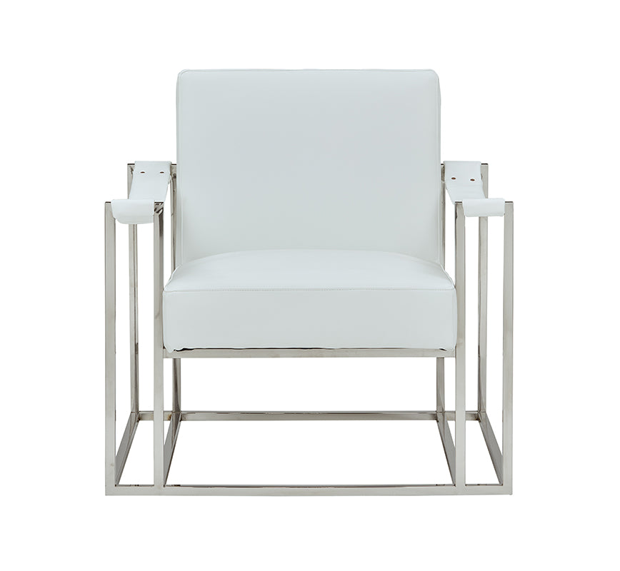 Modrest Larson Modern White Leatherette Accent Chair Model VGRH-RHS-AC-205-WHT-STL