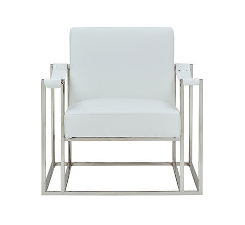 Modrest Larson Modern White Leatherette Accent Chair Model VGRH-RHS-AC-205-WHT-STL