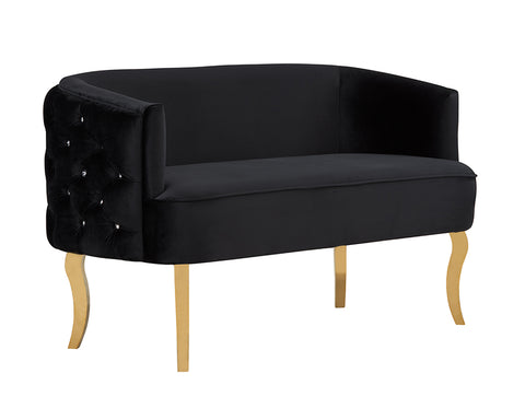 Divani Casa Fayette Modern Black Velvet & Gold Sofa Model VGRH-RHS-SF-510-BLK