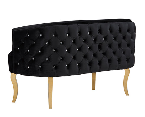 Divani Casa Fayette Modern Black Velvet & Gold Sofa Model VGRH-RHS-SF-510-BLK