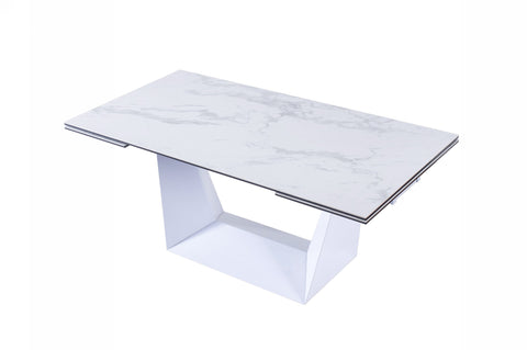 Modrest Baldwin Modern White Ceramic Extendable Dining Table Model VGNS-GD8684-C
