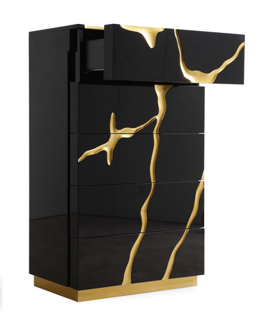 Modrest Aspen Modern Black And Gold Chest Model VGVCJ1801-5H-BLK-CHEST