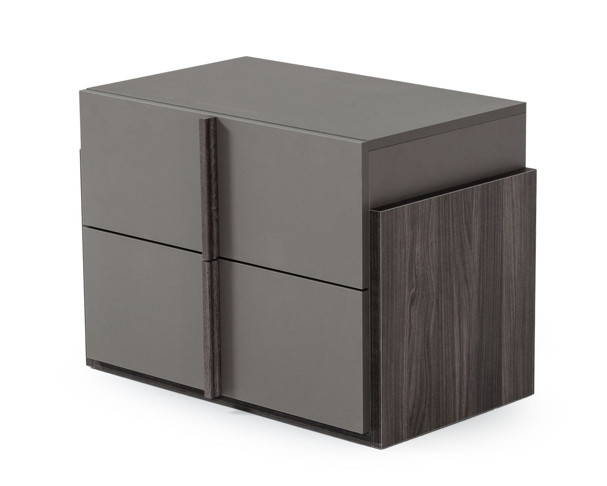 Nova Domus Lucia Italian Modern Elm And Matte Grey Nightstand Model VGACLUCIA-NS-GRY