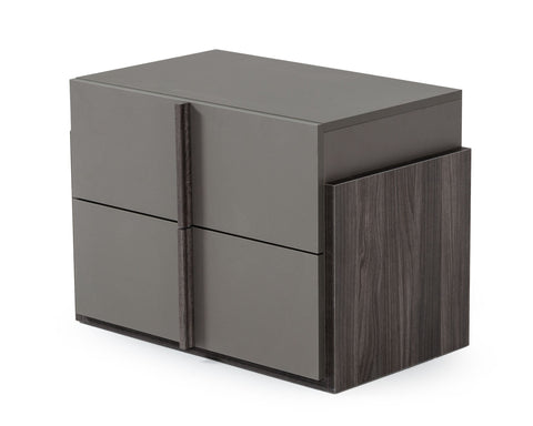 Nova Domus Lucia Italian Modern Elm And Matte Grey Nightstand Model VGACLUCIA-NS-GRY