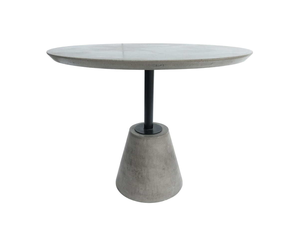 Modrest Nathrop Modern Grey Concrete & Black Metal Round Dining Table Model VGGR614190
