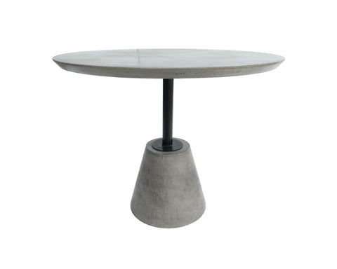 Modrest Nathrop Modern Grey Concrete & Black Metal Round Dining Table Model VGGR614190