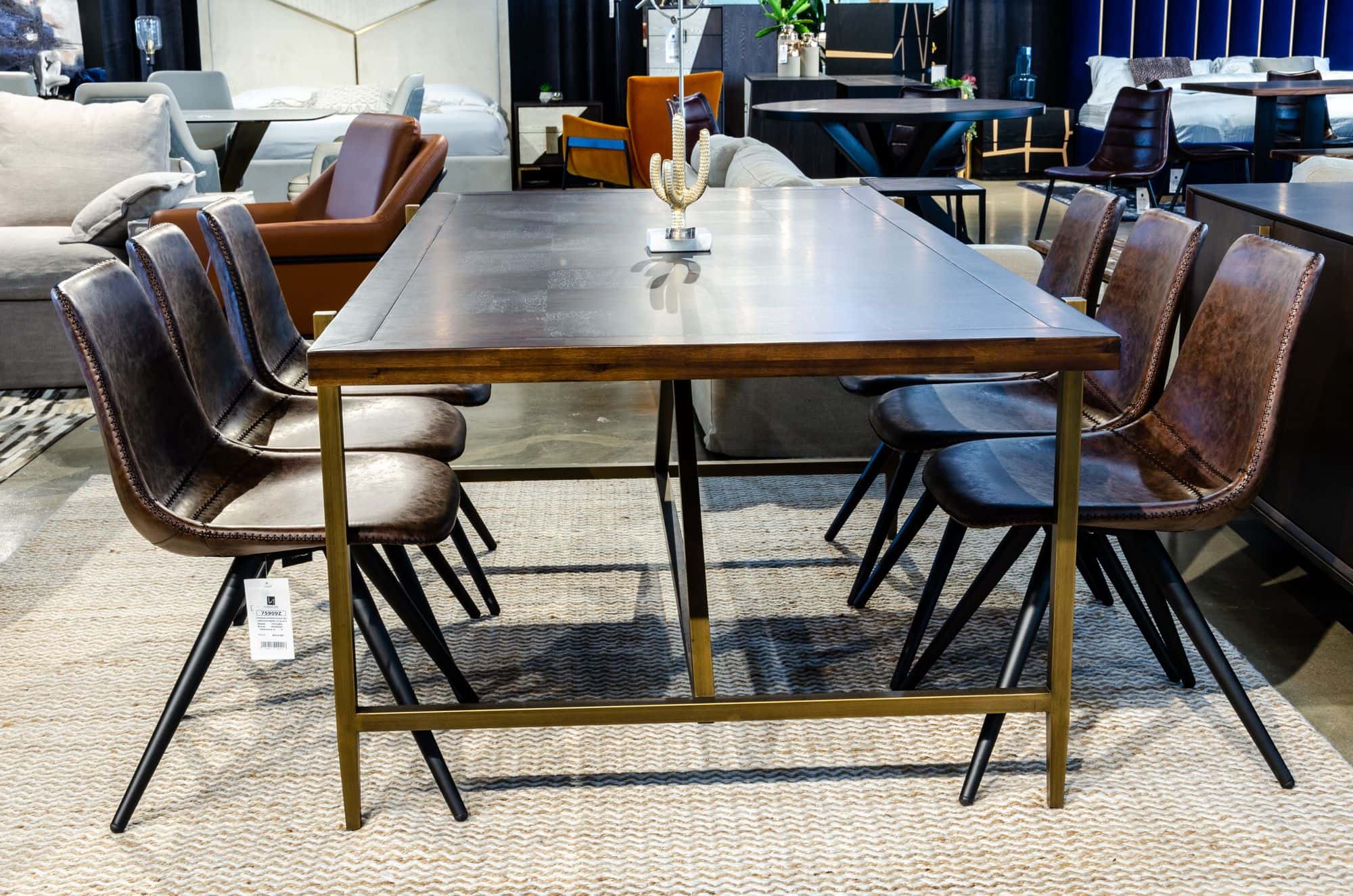 Modrest Shane - Modern Acacia & Brass Dining Table