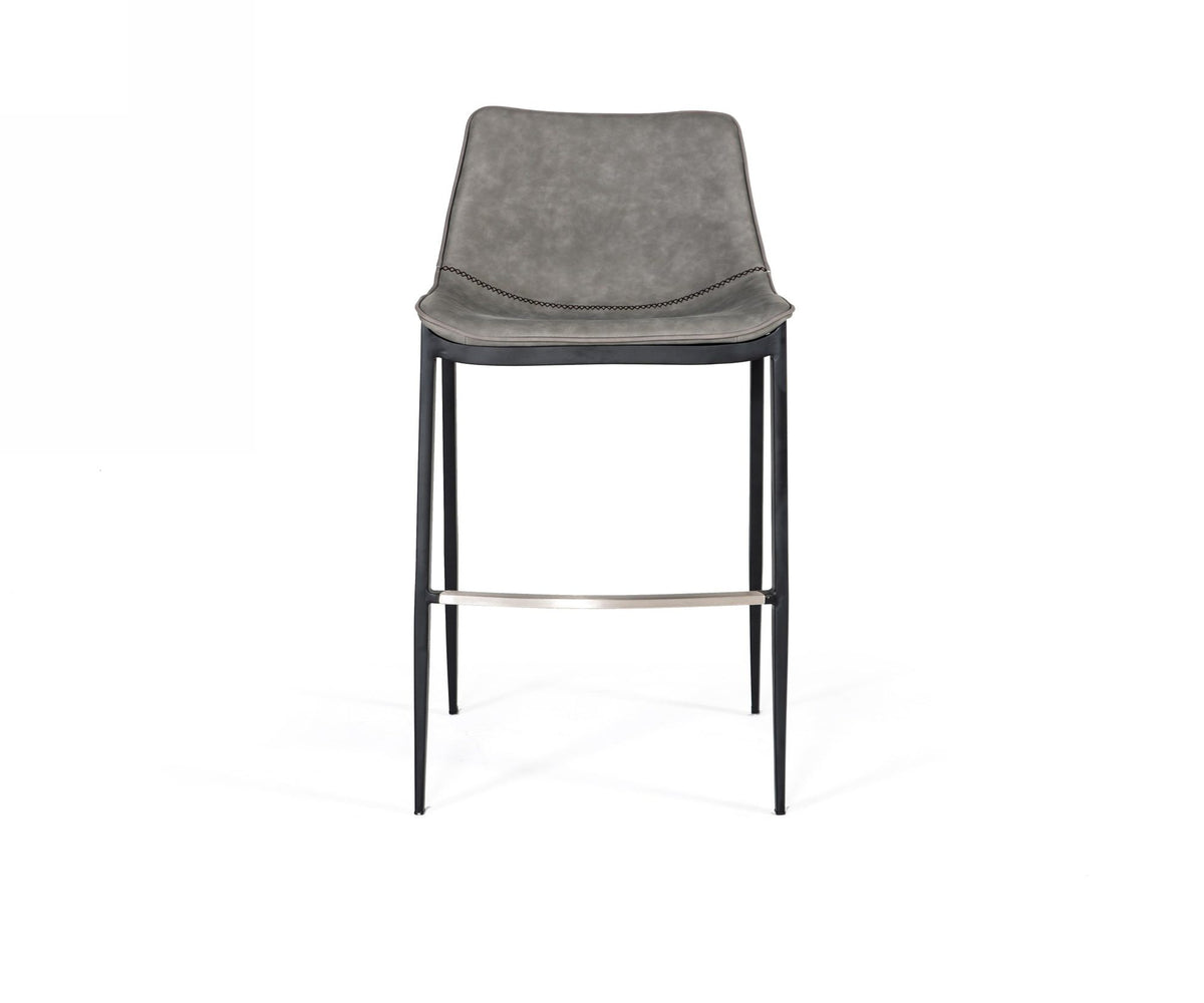 Modrest Jane Modern Grey & Black Counter Stool (Set Of 2) Model VGHR5361C-GRY-BLK-BS