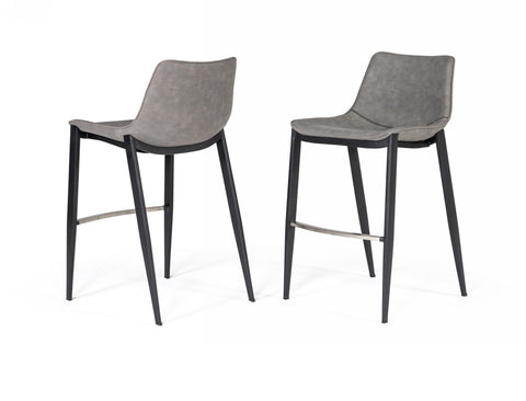 Modrest Jane Modern Grey & Black Counter Stool (Set Of 2) Model VGHR5361C-GRY-BLK-BS