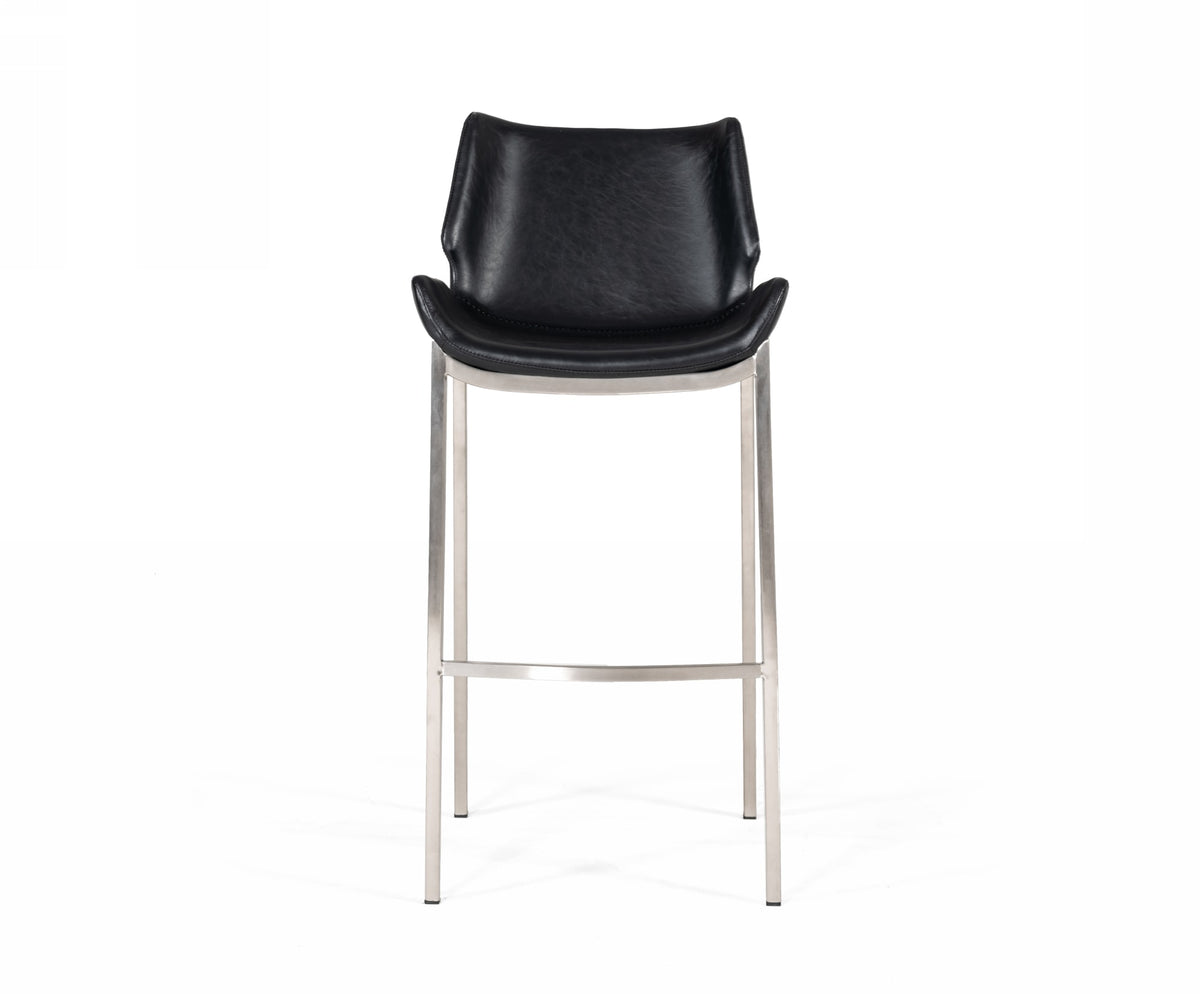 Modrest Dave Modern Black Eco Leather Bar Stool (Set Of 2) Model VGHR5368-B