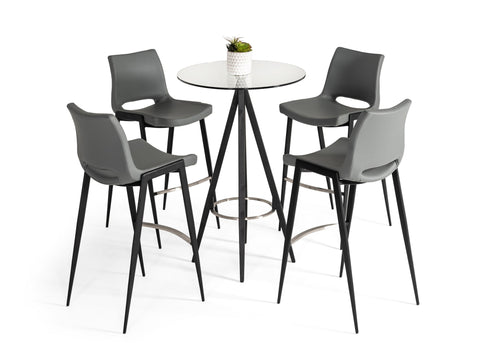 Modrest Dallas Clear Glass and Black Metal Bar Table By VIG Furniture