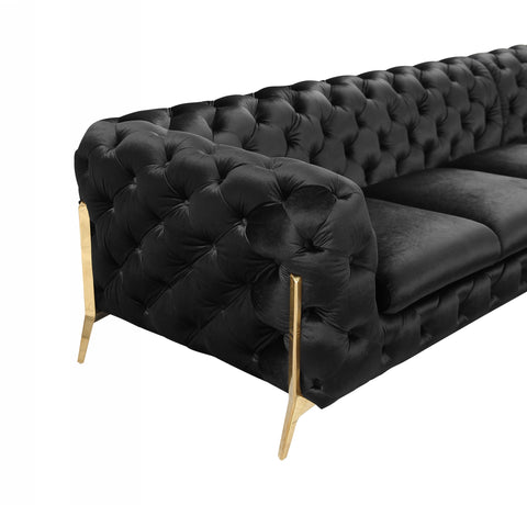 Divani Casa Sheila Modern Black Velvet Sectional Sofa Model VGCA1346A-BLK