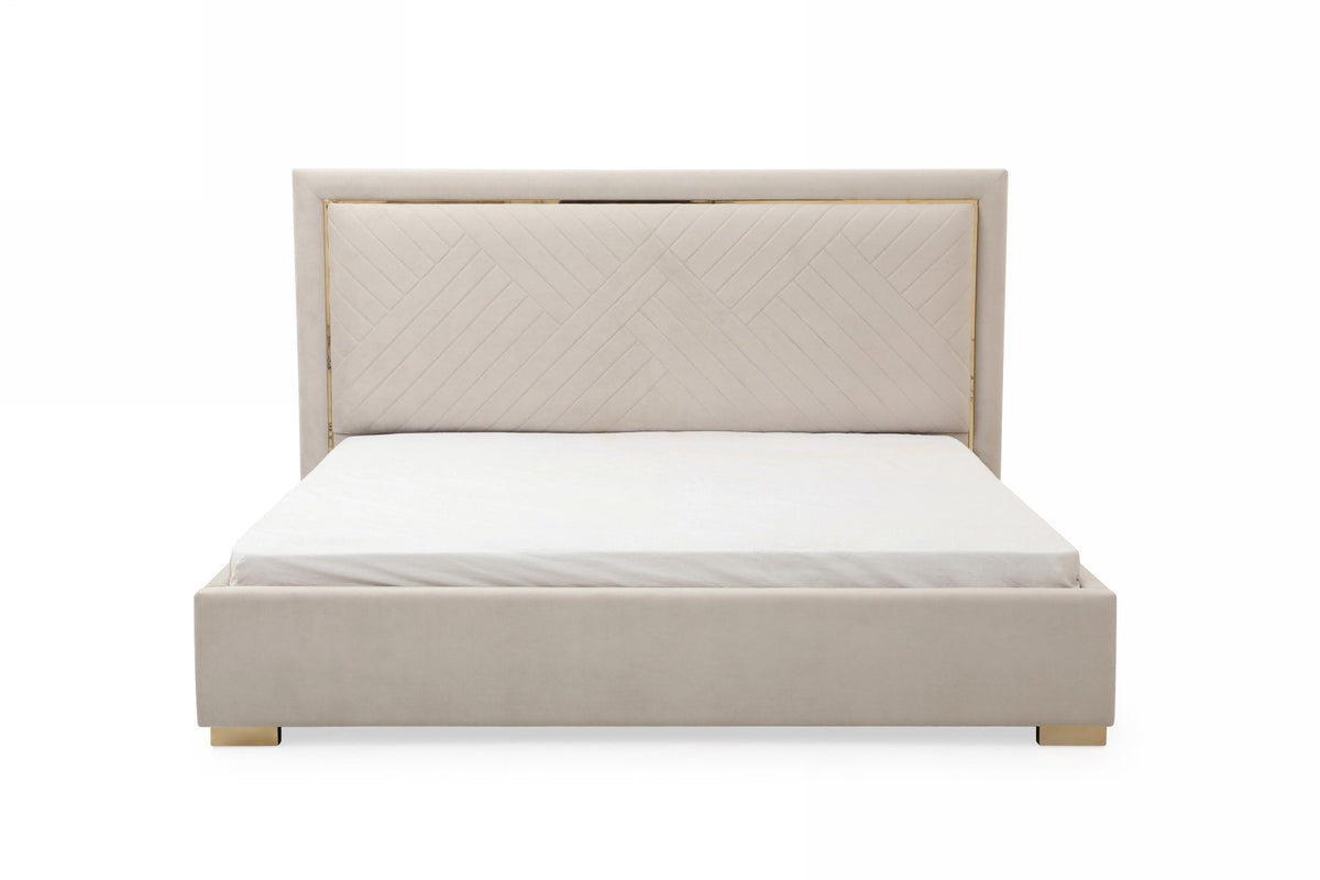 Modrest Corrico Modern Off White and Champagne Gold Bedroom Set