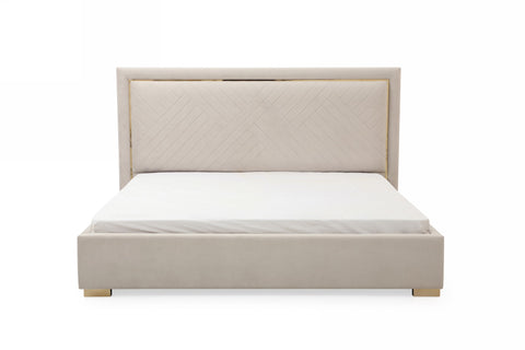 Modrest Corrico Off White Velvet Modern Bed Model VGVCBD1906-19-BED
