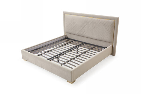 Modrest Corrico Modern Off White and Champagne Gold Bedroom Set
