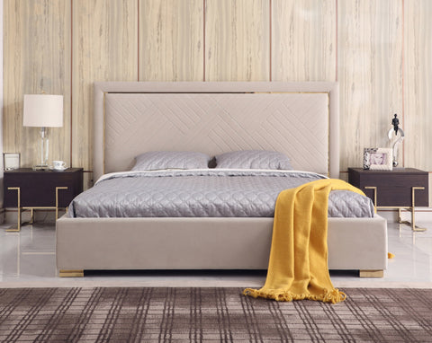 Modrest Corrico Off White Velvet Modern Bed Model VGVCBD1906-19-BED