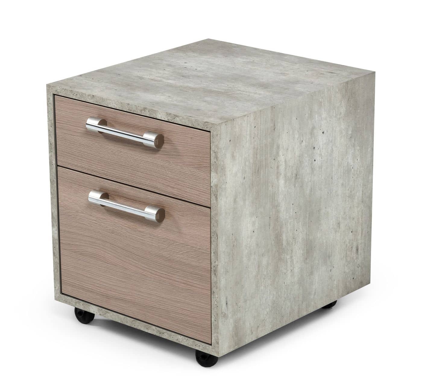 Nova Domus Boston Modern Brown Oak & Faux Concrete Office Small File Cabinet Model VGANBOSTON-FC-SMALL