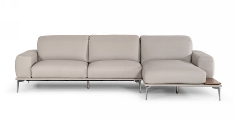 Lamod Italia Villeneuve Italian Modern Light Grey Leather Right Facing Sectional Sofa Model VGNTVILLENEUVE-LTGRY