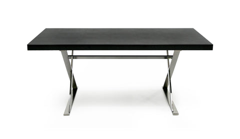A&X Xavier Modern Black Crocodile & Stainless Steel Dining Table Model VGUNAA815-180-BLKCROC