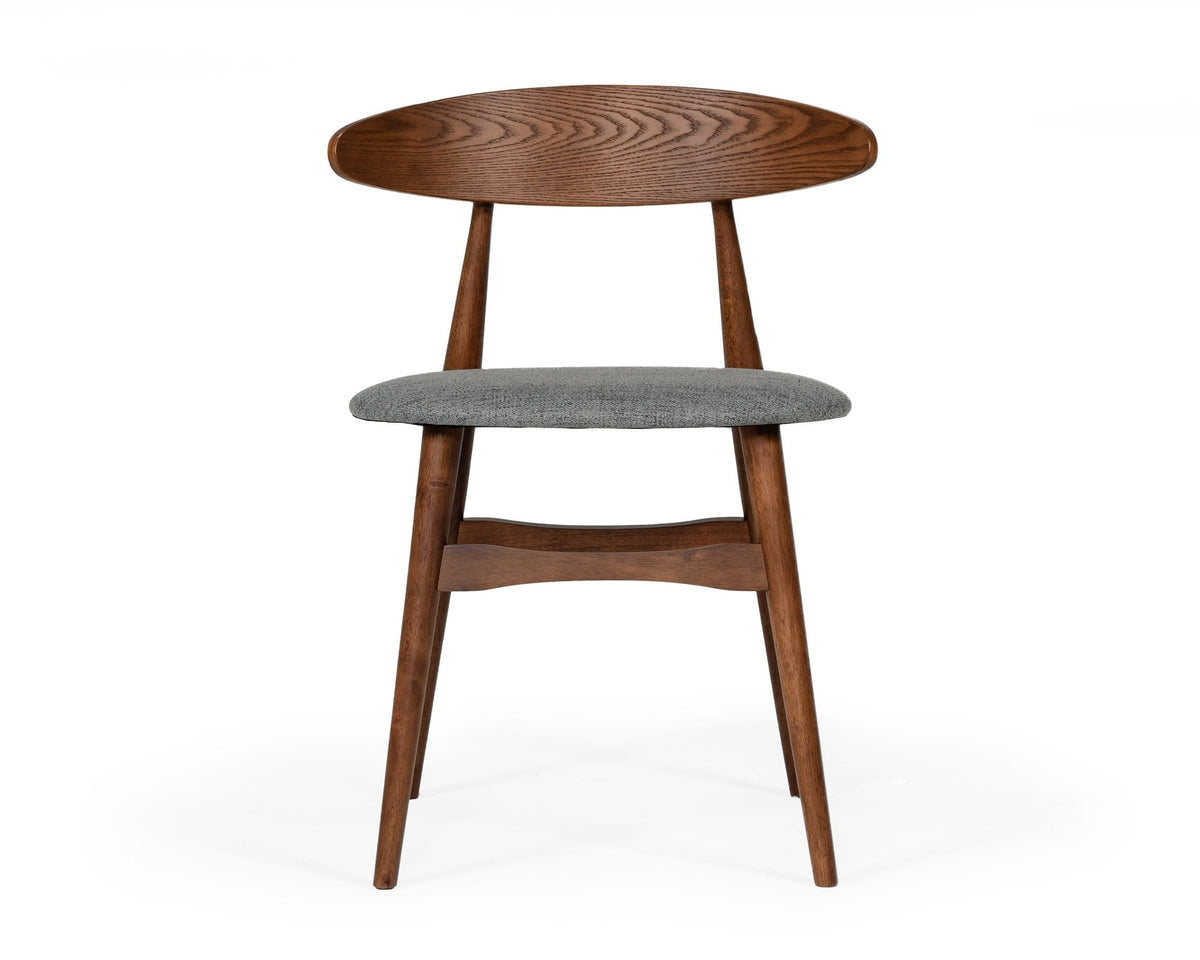 Modrest Prospect Modern Grey Fabric & Walnut Dining Chair (Set Of 2) Model VGMAMI-446