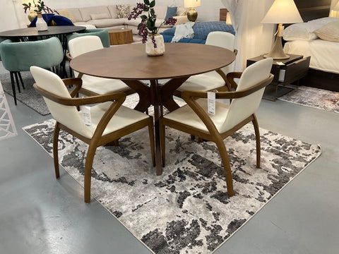 Modrest Falcon Mid Century Walnut And Cream Dining Chair Model VGCSCH-13068