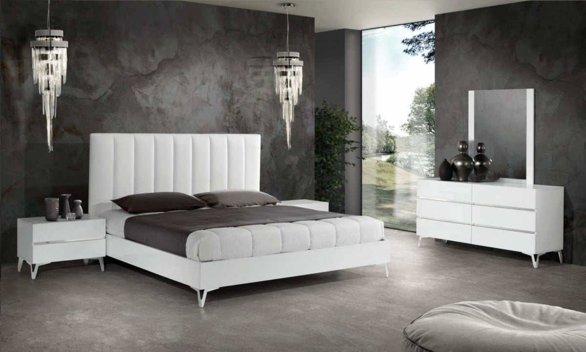 Queen Nova Domus Angela Italian Modern White Eco Leather 4 Piece Bedroom Set Model VGACANGELA-4PC-SET-Q