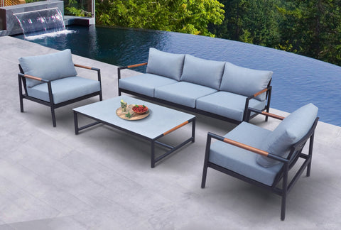 Divani Casa Kiowa Modern Outdoor Grey & Black Sofa Set By VIG Furniture