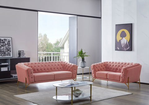 Divani Casa Aiken Modern Salmon Velvet Sofa Model VGMB-1960-S
