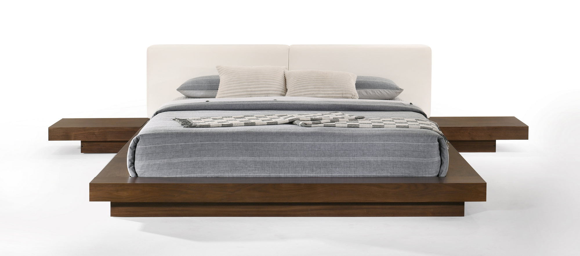Modrest Tokyo Eastern King Contemporary Walnut And White Platform Bed  Model VGMABR-90-WAL-WHT-EK