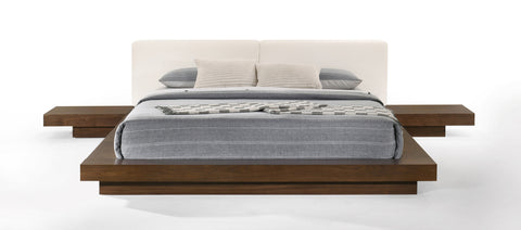 Modrest Tokyo Eastern King Contemporary Walnut And White Platform Bed  Model VGMABR-90-WAL-WHT-EK