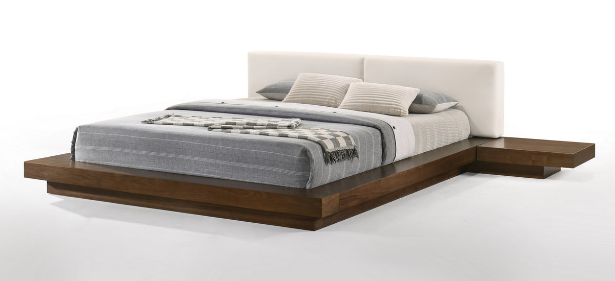 Modrest Tokyo Eastern King Contemporary Walnut And White Platform Bed  Model VGMABR-90-WAL-WHT-EK