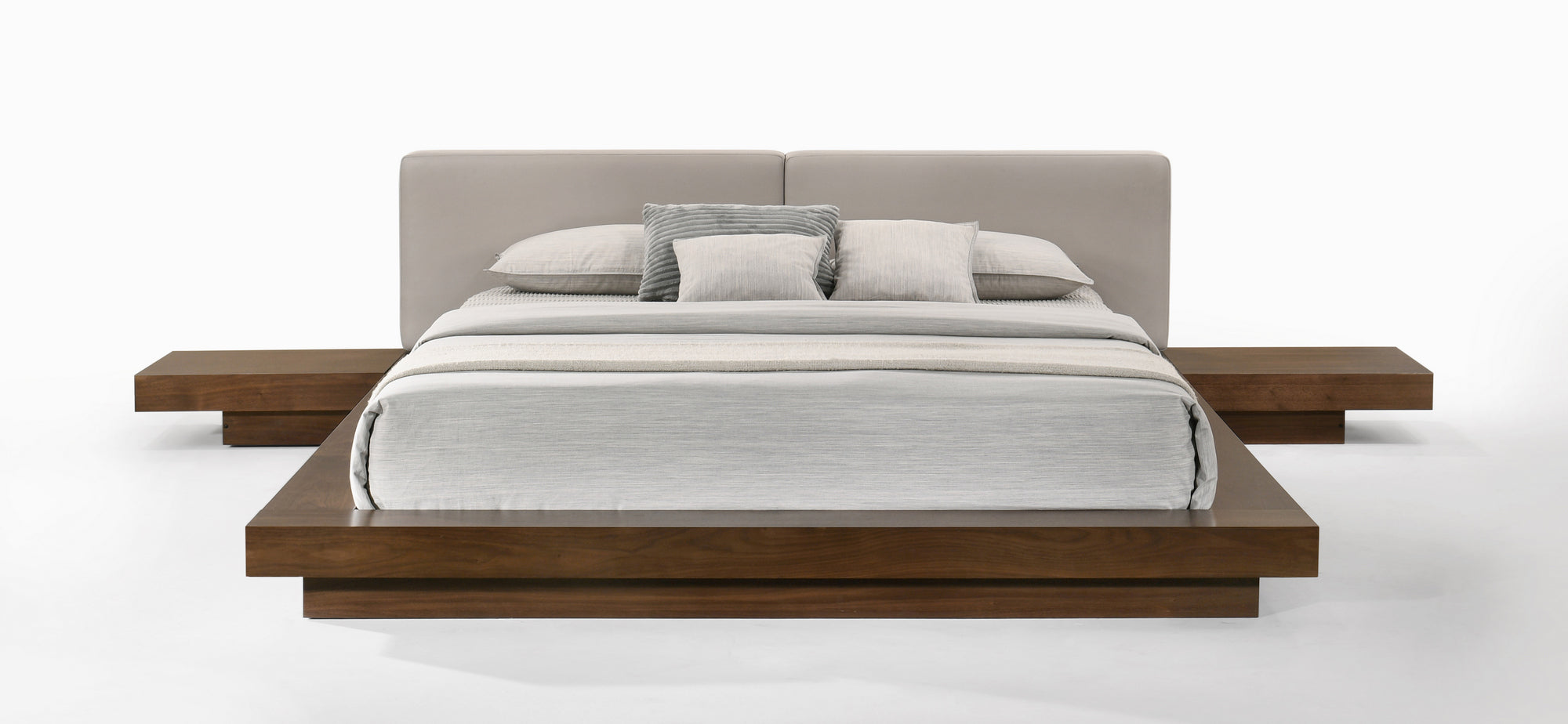 Modrest Tokyo Eastern King Contemporary Walnut And Grey Platform Bed  Model VGMABR-90-WAL-GRAY-EK