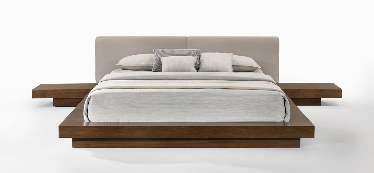 Modrest Tokyo Eastern King Contemporary Walnut And Grey Platform Bed  Model VGMABR-90-WAL-GRAY-EK