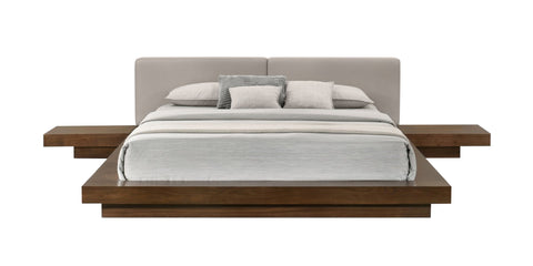 Modrest Tokyo Contemporary Walnut And Grey Platform Bed  Model VGMABR-90-WAL-GRAY