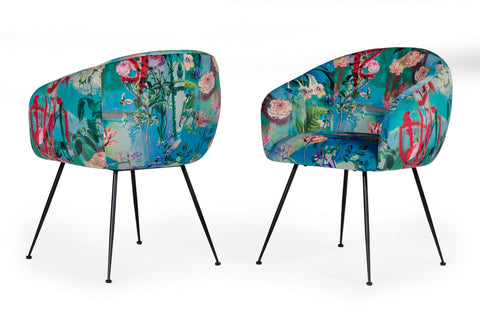 Modrest Roxann Contemporary Floral Velvet Dining Chair By VIG Furniture