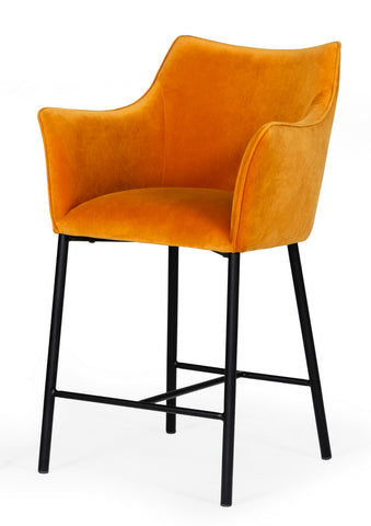 Modrest Exodus Modern Orange Velvet Counter Stool Model VGEUMC-9118CH-A-C