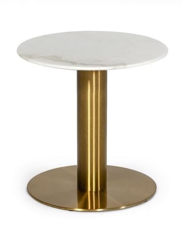 Modrest Fairway Glam White Marble And Brushed Gold End Table Model VGEUMC-6931ET