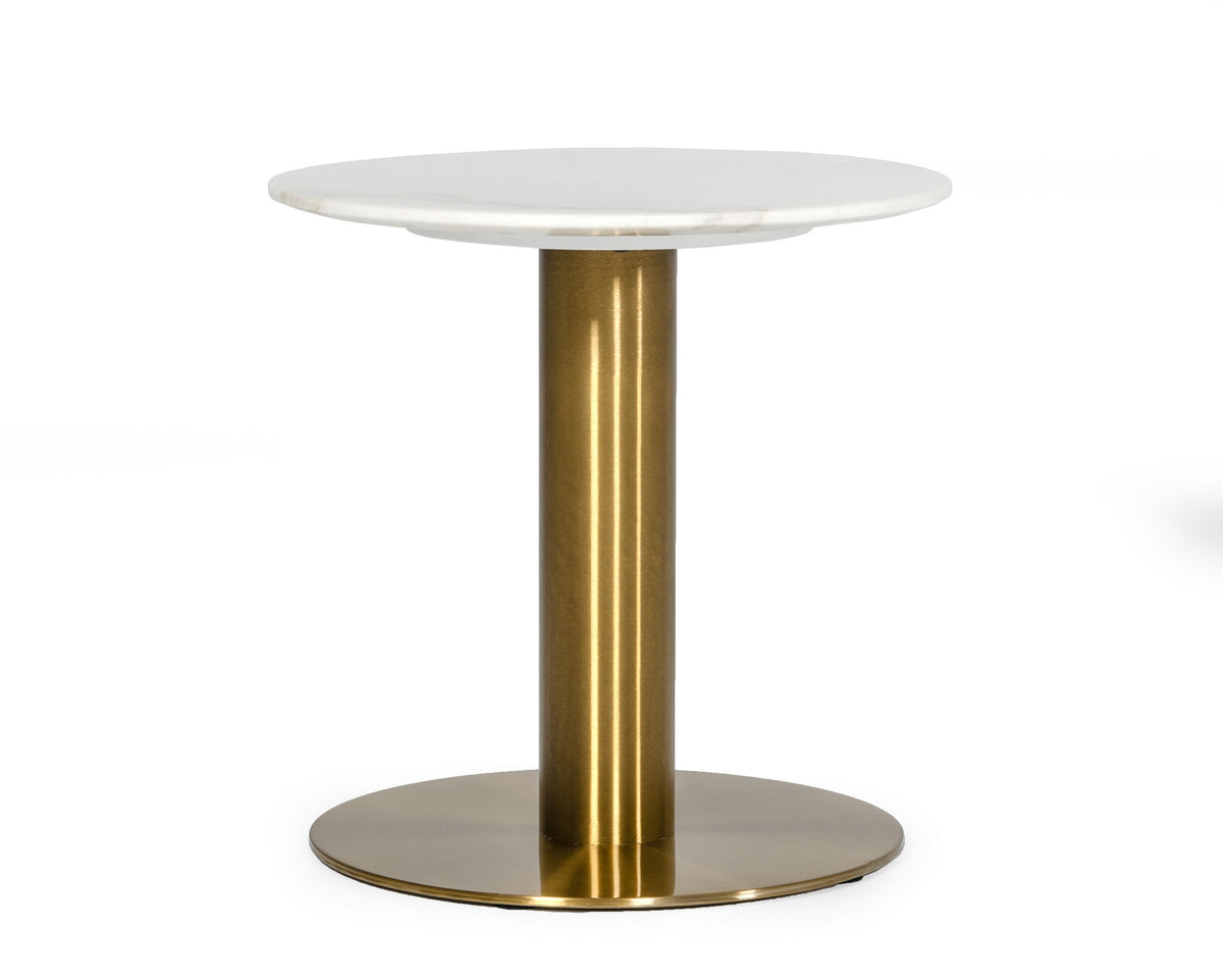 Modrest Fairway Glam White Marble And Brushed Gold End Table Model VGEUMC-6931ET