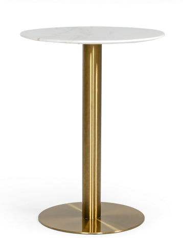 Modrest Fairway Glam White Marble and Brushed Gold Bar Table By VIG Furniture