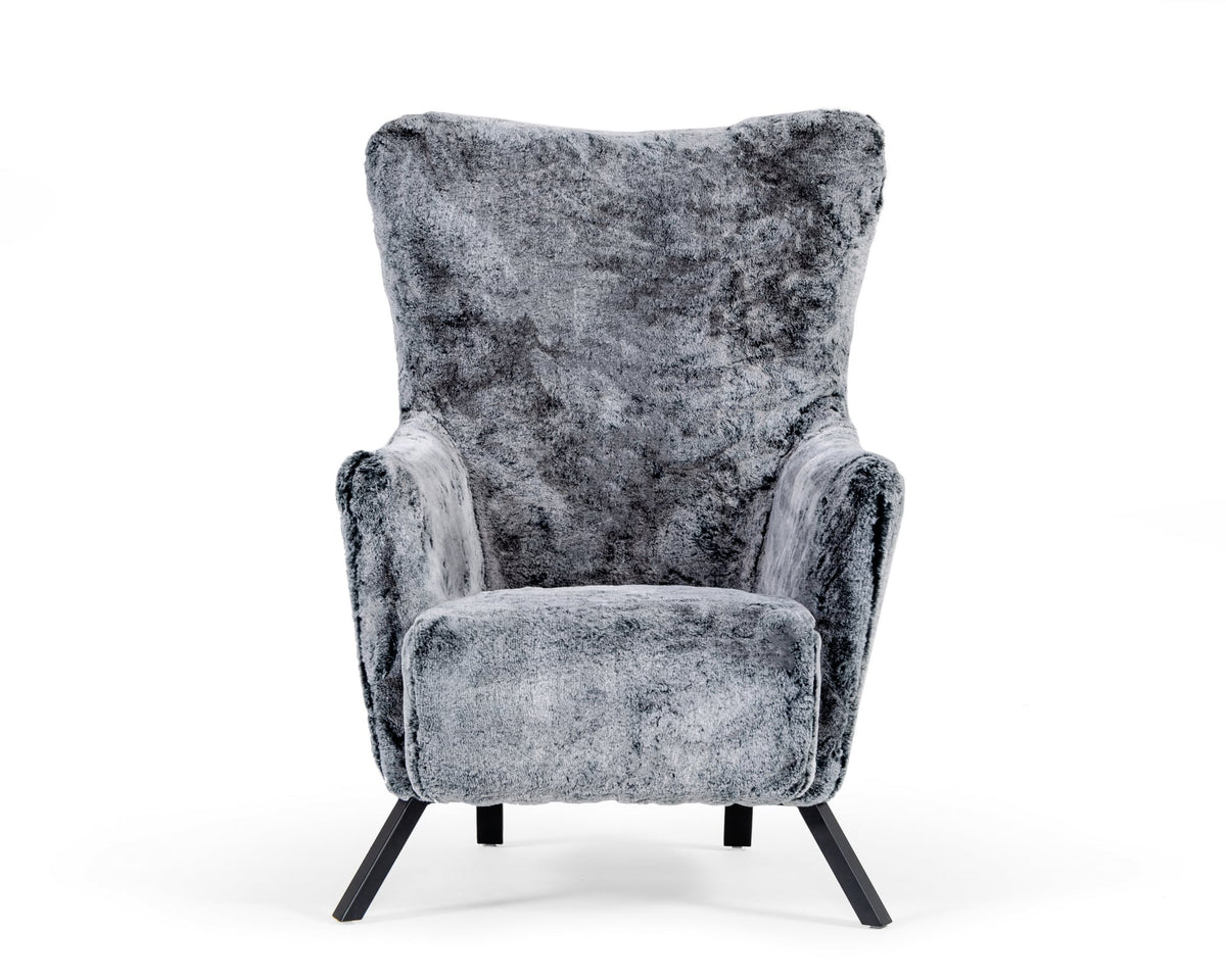 Modrest Findon Glam Grey Faux Fur Accent Chair Model VGEUMC-9359CH