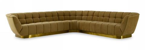 Divani Casa Granby Glam Mustard & Gold Fabric Sectional Sofa Model VGODZW-946-SECT