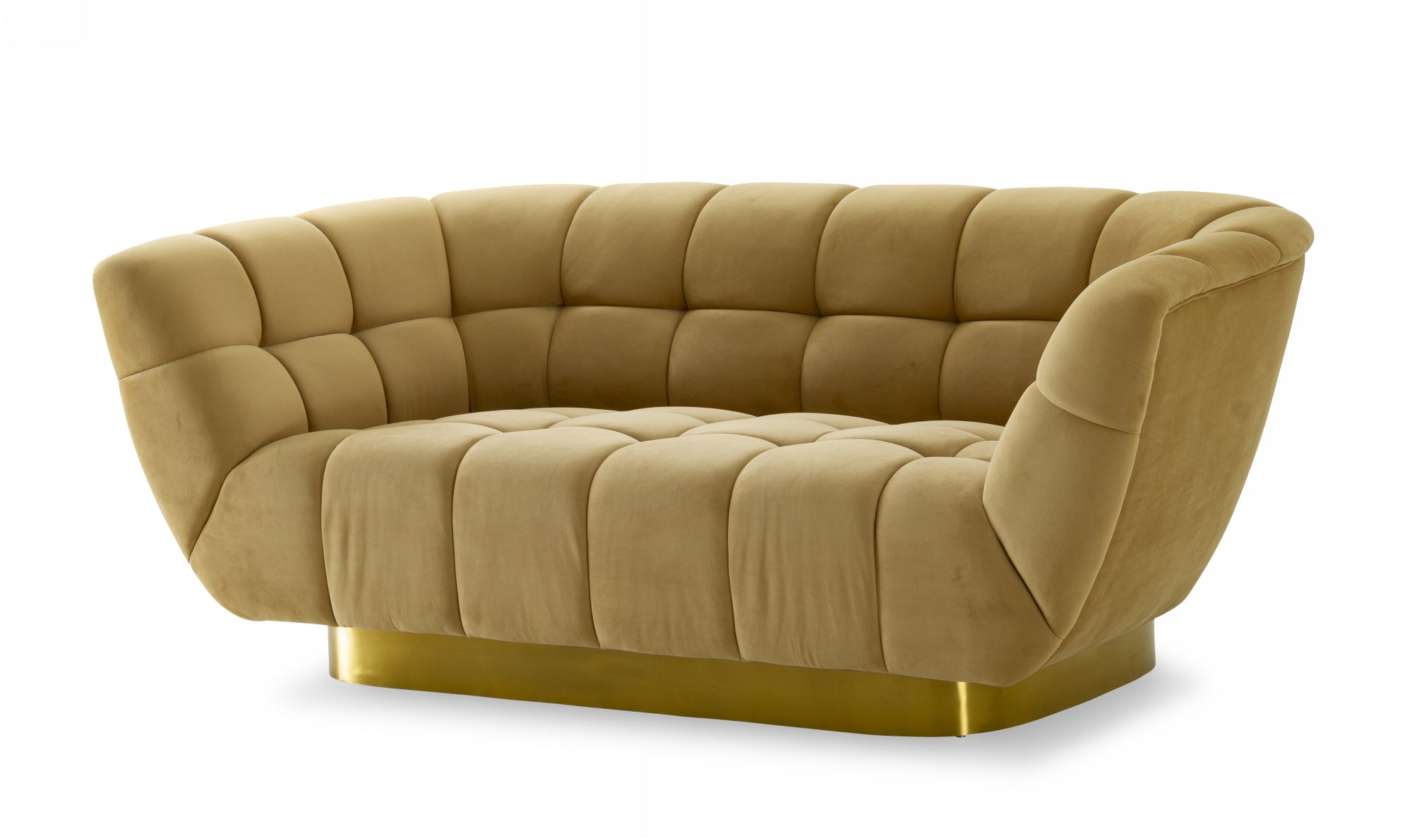 Divani Casa Granby Glam Mustard And Gold Fabric Loveseat Model VGODZW-946-LVST