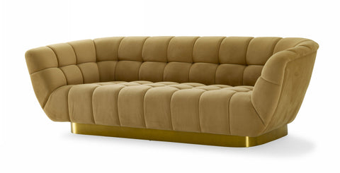 Divani Casa Granby Glam Mustard And Gold Fabric Sofa Model VGODZW-946