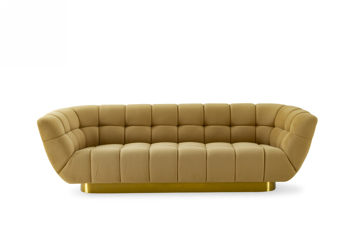 Divani Casa Granby Glam Mustard And Gold Fabric Sofa Model VGODZW-946