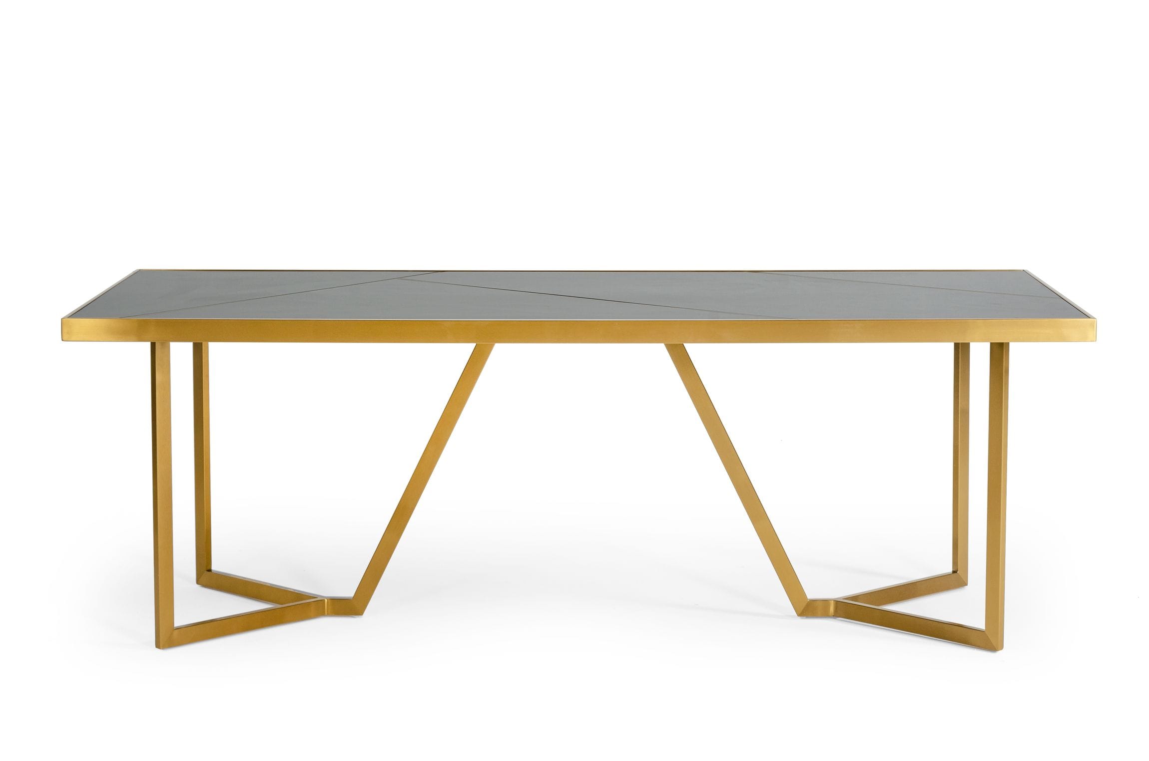 Modrest Nolte Glam Black Zebrawood And Gold Dining Table Model VGODLZ-223DT