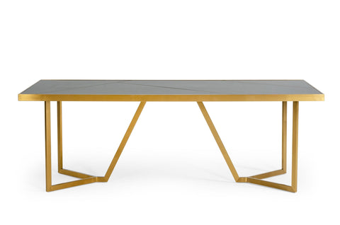 Modrest Nolte Glam Black Zebrawood And Gold Dining Table Model VGODLZ-223DT