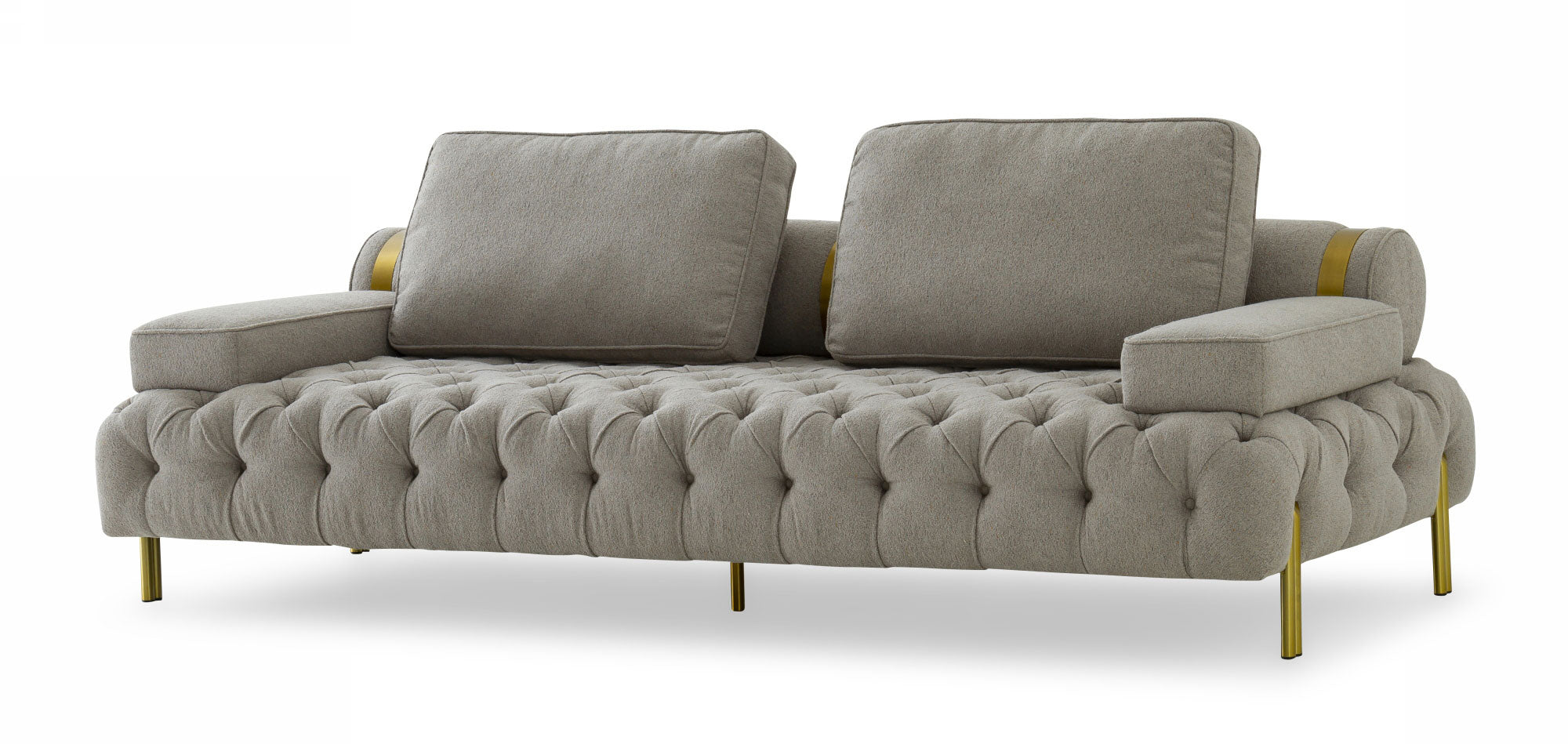 Divani Casa Ladera Glam Grey And Gold Fabric Sofa Model VGODZW-9106