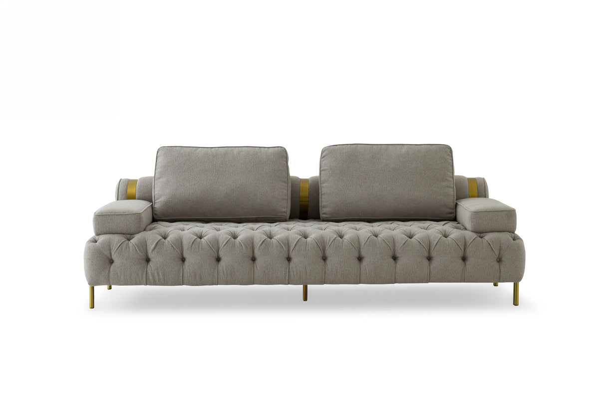 Divani Casa Ladera Glam Grey And Gold Fabric Sofa Model VGODZW-9106