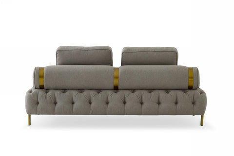 Divani Casa Ladera Glam Grey And Gold Fabric Sofa Model VGODZW-9106