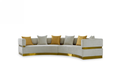 Divani Casa Kiva Glam Beige & Gold Fabric Curved Sectional Sofa Model VGODZW-9114